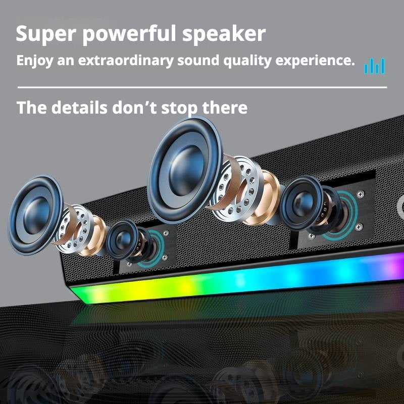 KP-557 Bluetooth Speaker With RGB Colorful Lights Home Soundbar With Wireless Bluetooth Deep Bass High-Fidelity Surround Sound And Card Playback Support