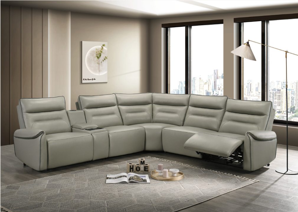 Jayke Top Grain Leather Match Power Motion Sectional Sofa