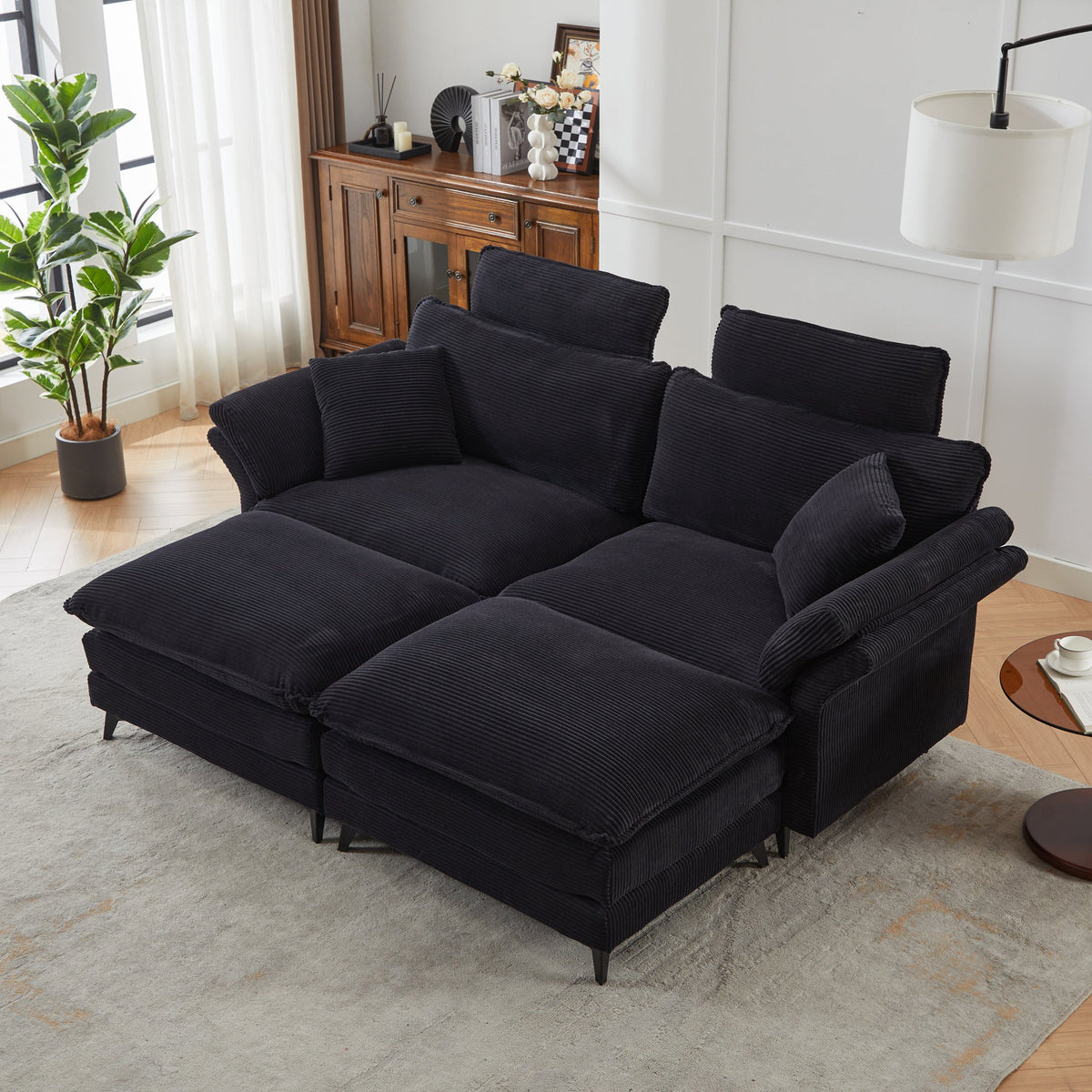 Deep Seat Sectional Sofa with Ottomans