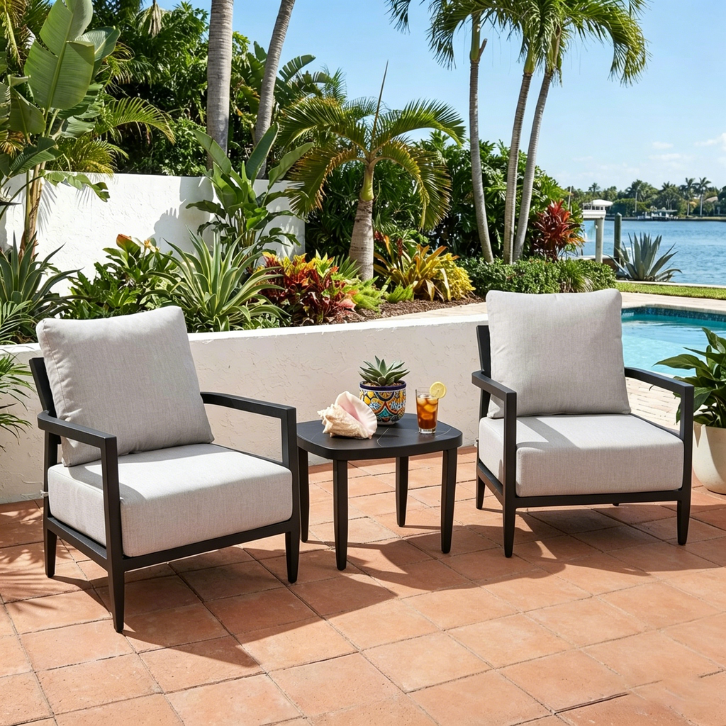 3PC Outdoor Aluminum Patio Chat Set