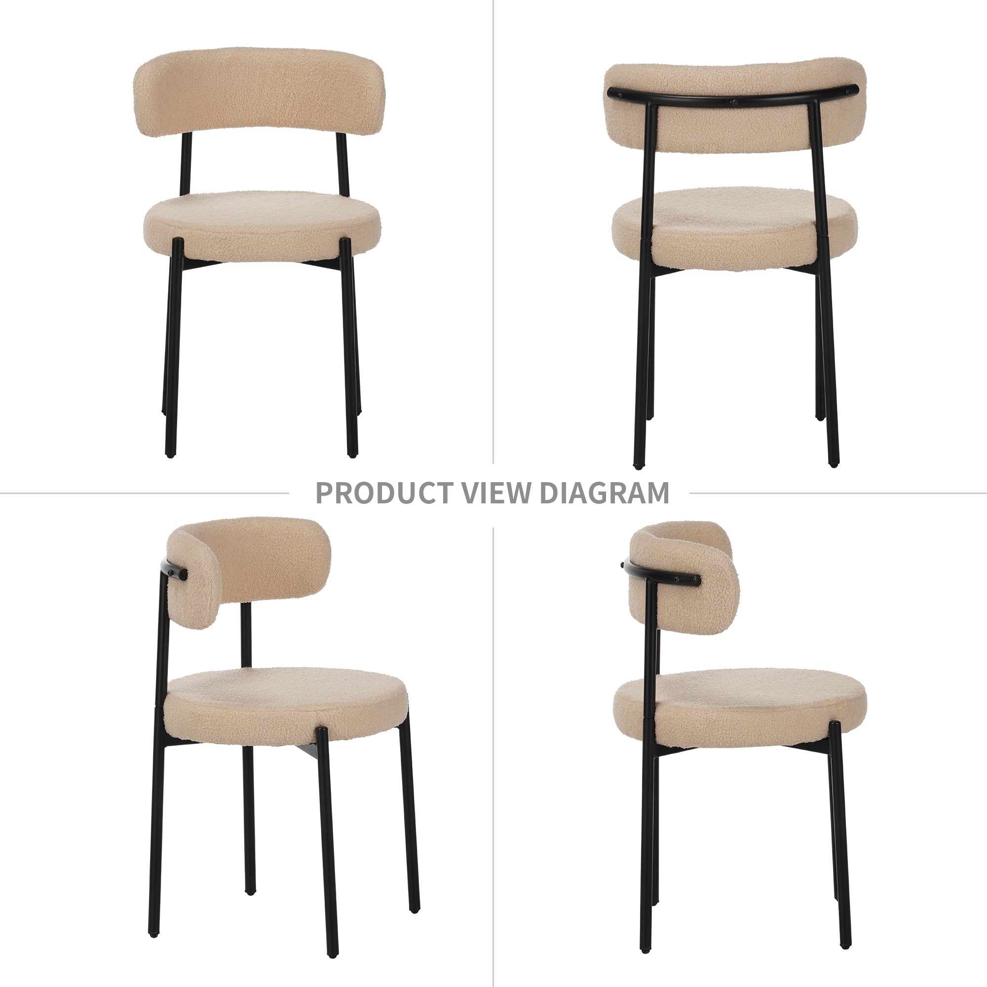 Medieval Modern Dining Chair Set, 4 Pieces, Round Seat Cushions
