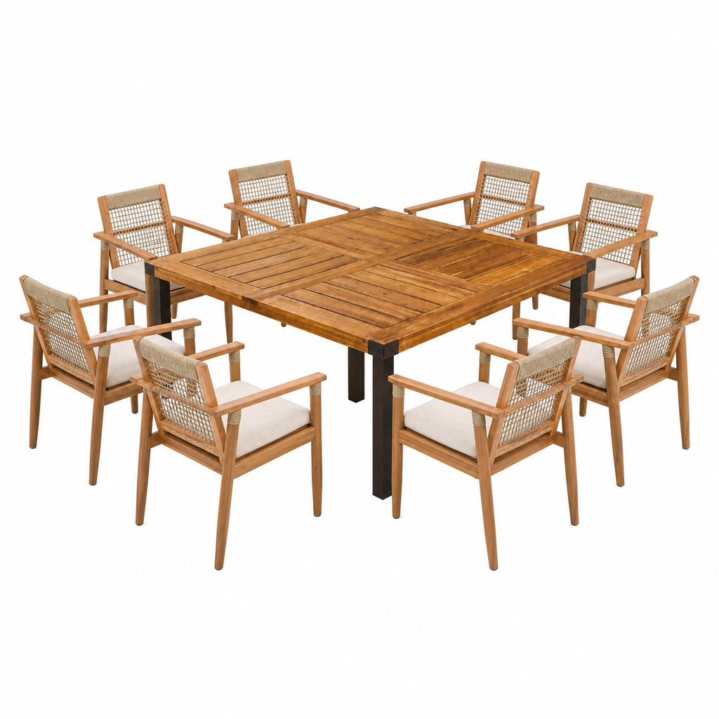 9-Piece Acacia Wood Outdoor Dining Set