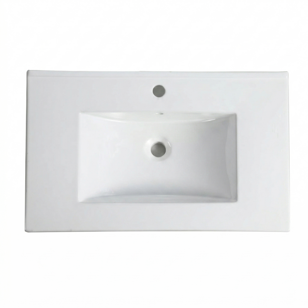 30-Inch Ceramic Bathroom Vanity Sink Top with Single Hole