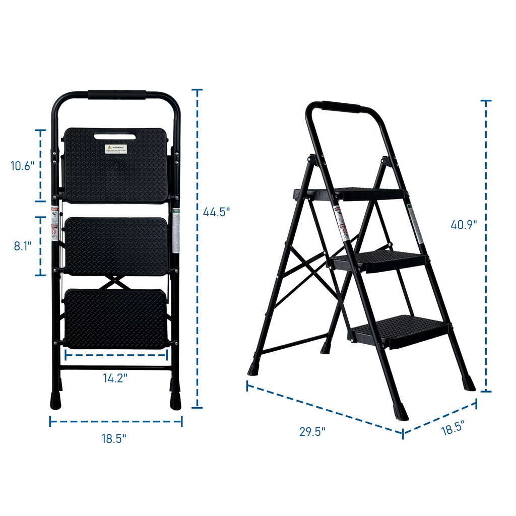 3 Step Ladder with Wide Anti-Slip Pedal