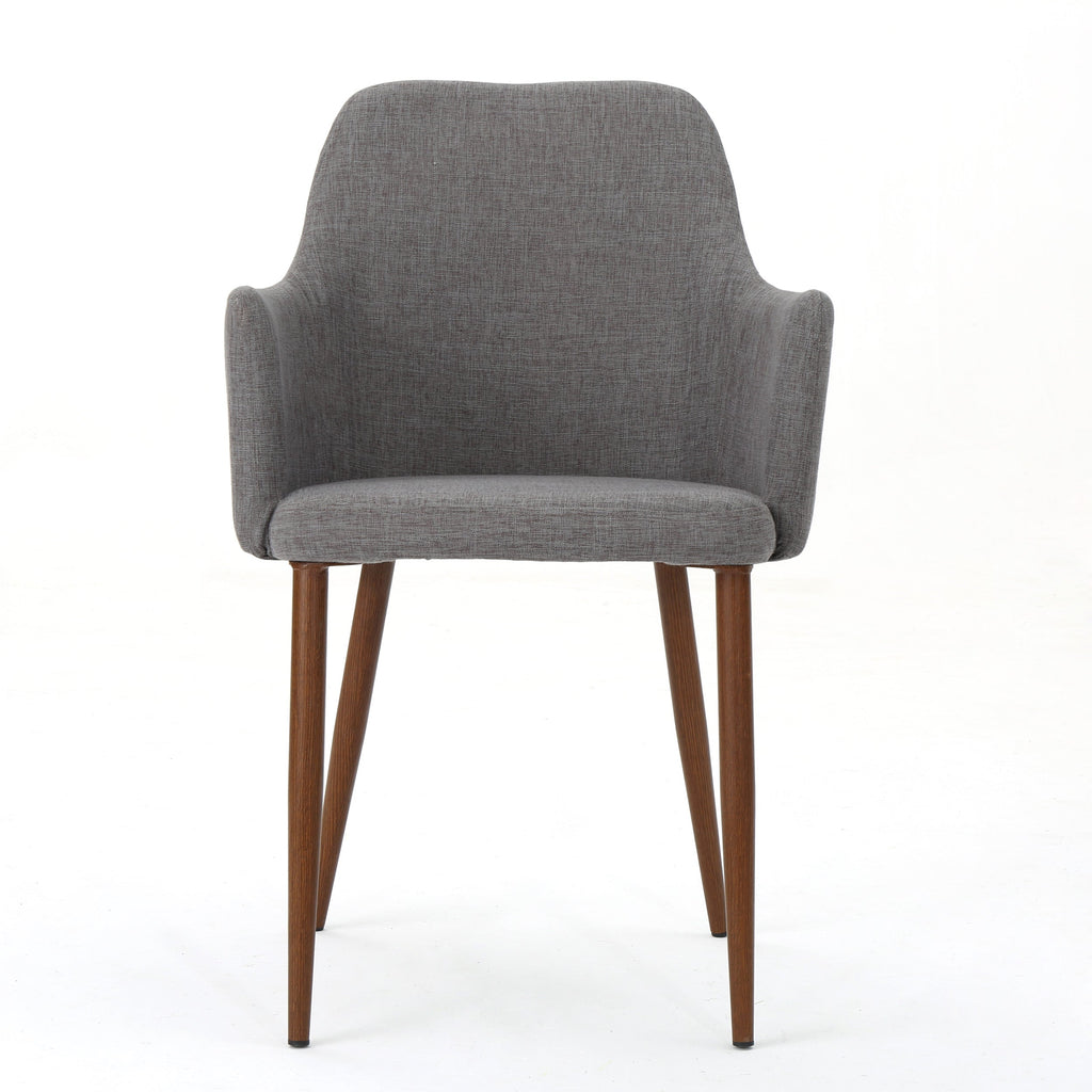 Mid Century Modern Fabric Upholstered Dining Chairs - Set of 2