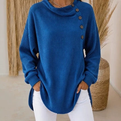 Self-developed 2026 Amazon Independent Station Solid Color Pullover Lapel Long Sleeve Button Textured Sweatshirt Top