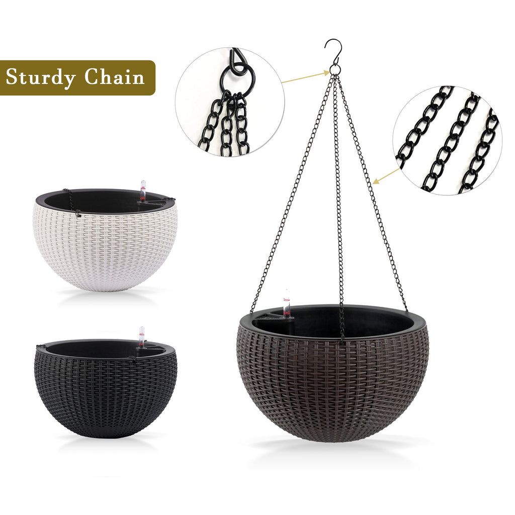 Self-Watering Hanging Rattan-Inspired Planter