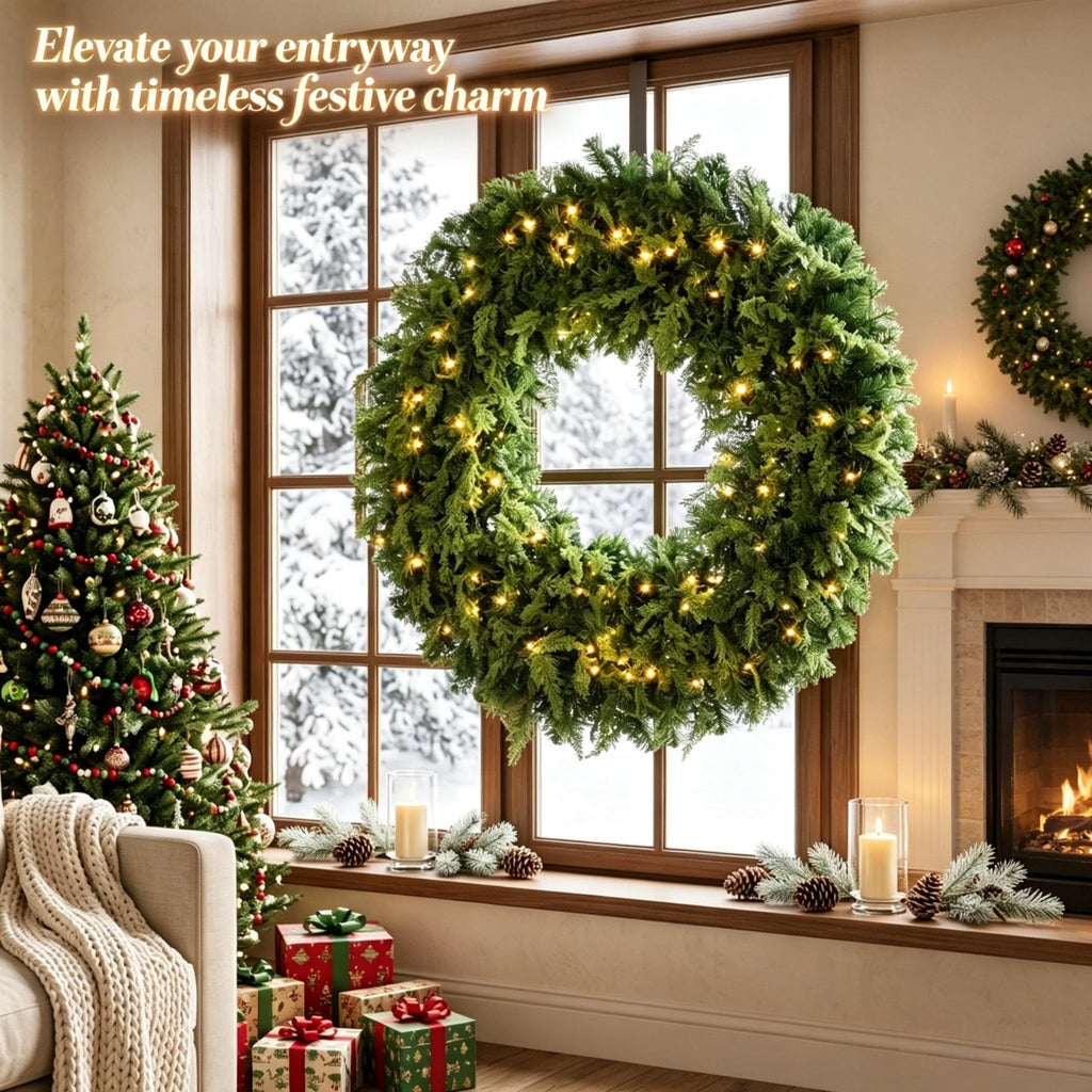 48-Inch Pre-Lit Crestwood Spruce Artificial Christmas Wreath