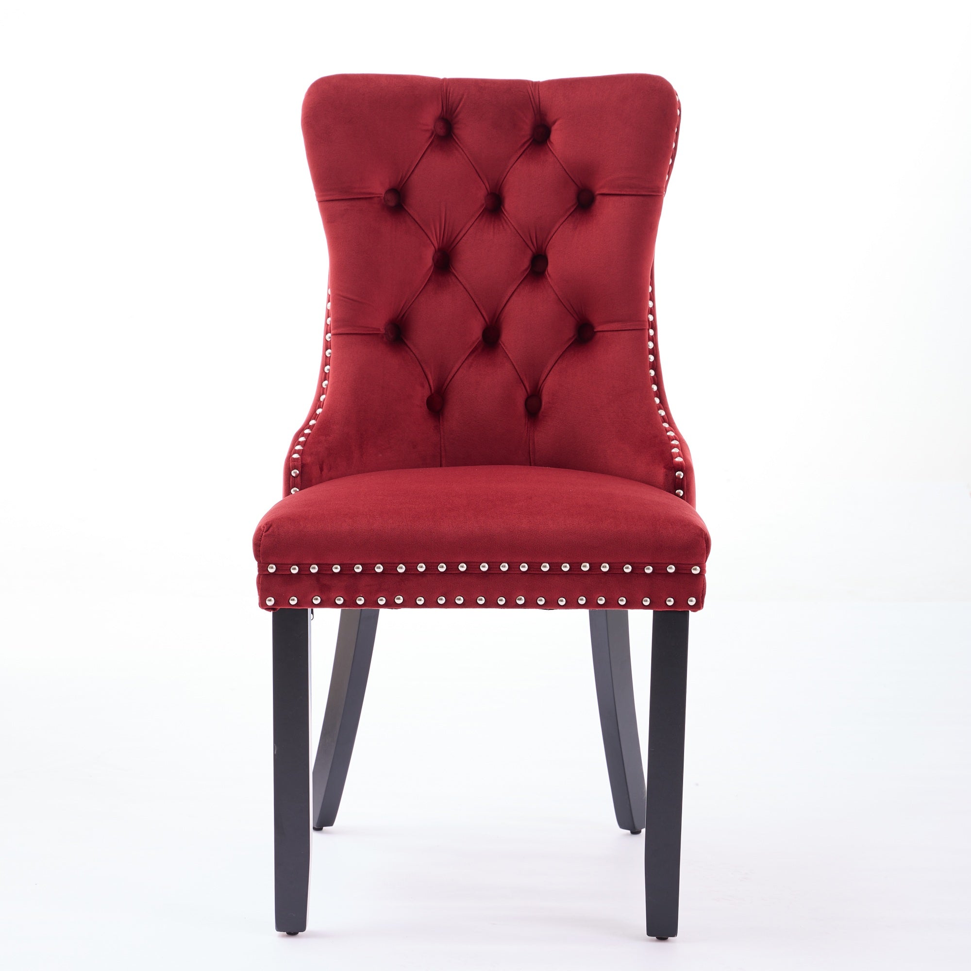 Classic Velvet Dining Chairs - Set of 2 in Burgundy