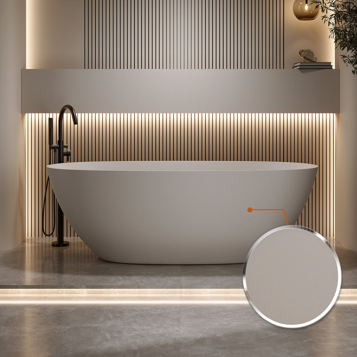 69'' Freestanding Bathtub Resin Stone Soaking Bathtub