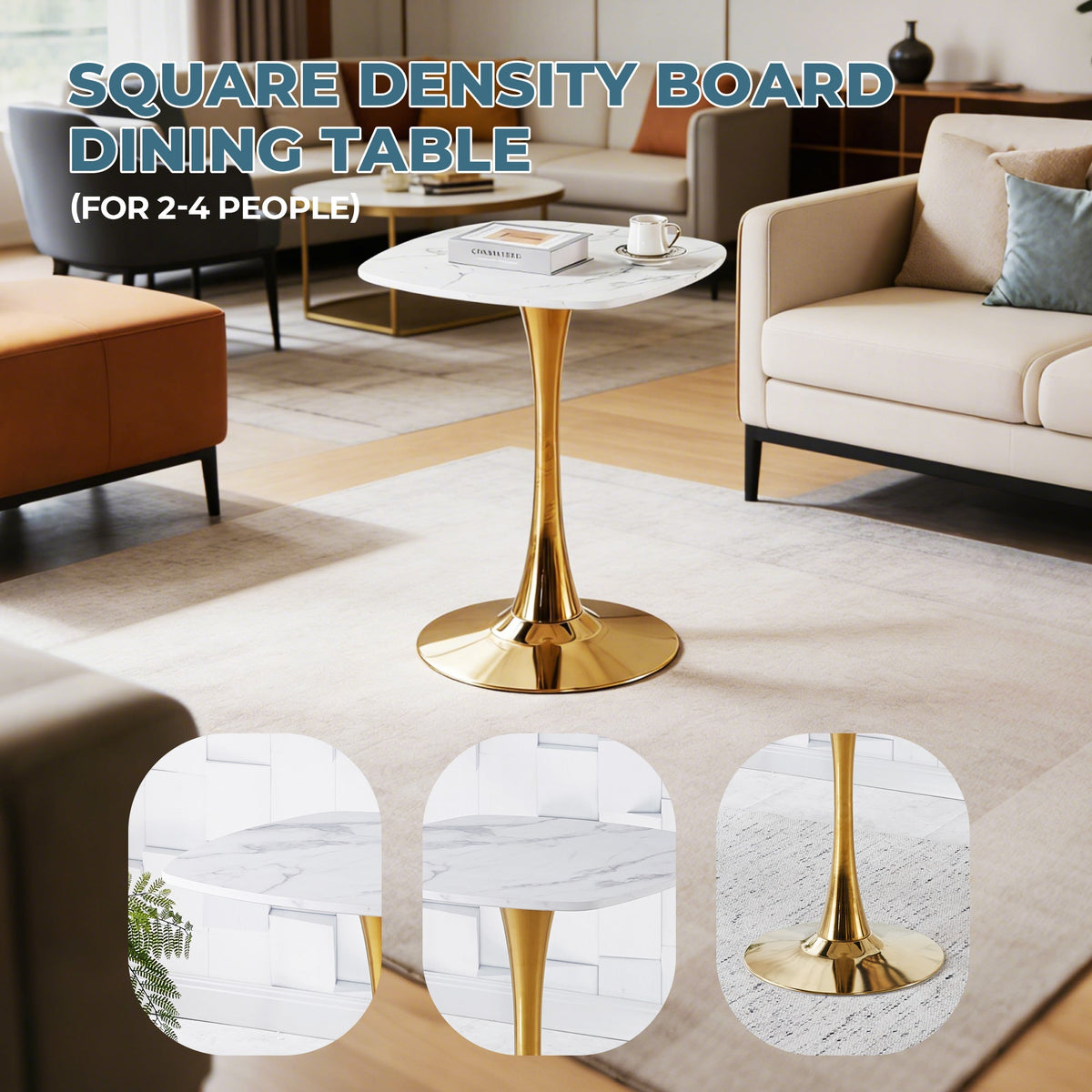 Square Tulip Dining Table for 2-4 Persons