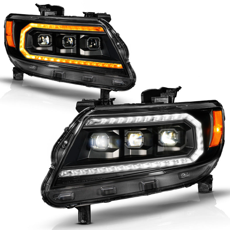 ANZO 15-22 Chevy Colorado Blk Housing Full LED DRL Projector Headlight w/ Sequential Light Bar 111634
