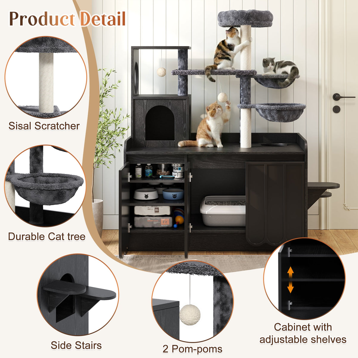 50.6" Cat Tree with Litter Box Enclosure
