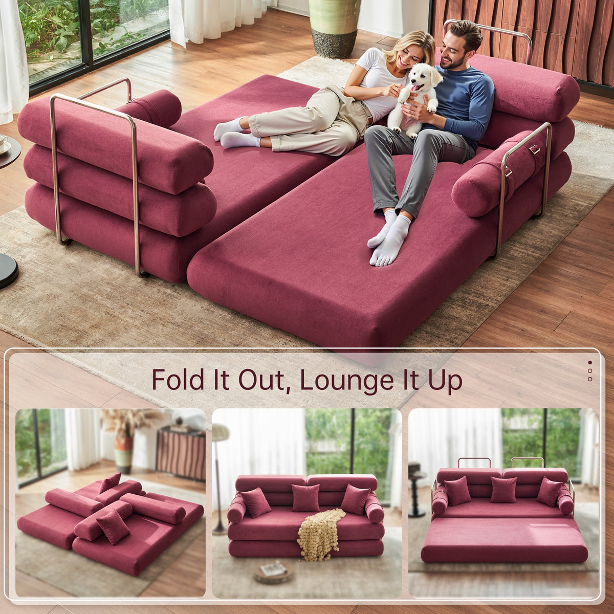 Convertible L-Shaped Sectional Sofa Bed