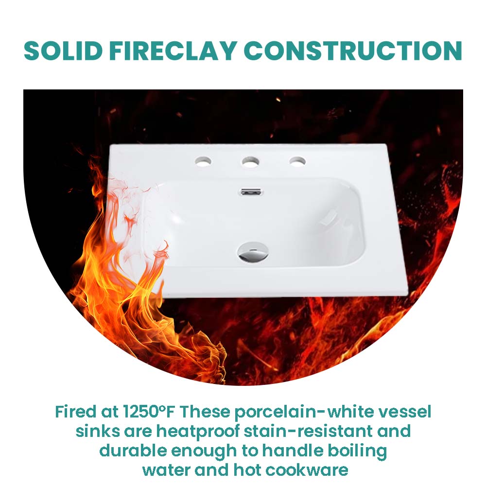 Glossy White Ceramic Integrated Bathroom Sink