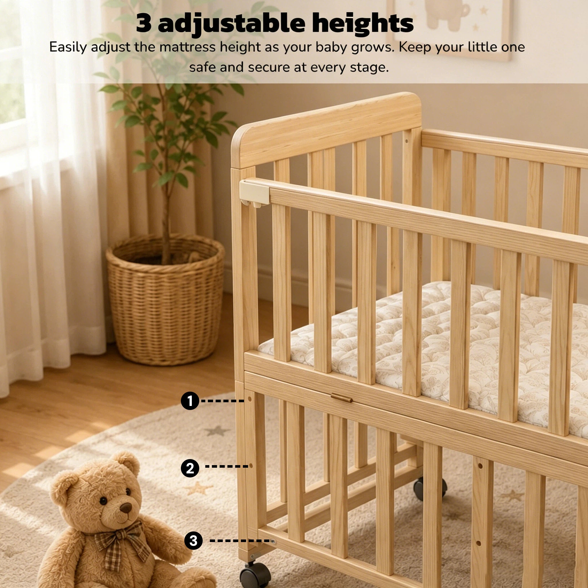 Solid Wood Baby Bassinet