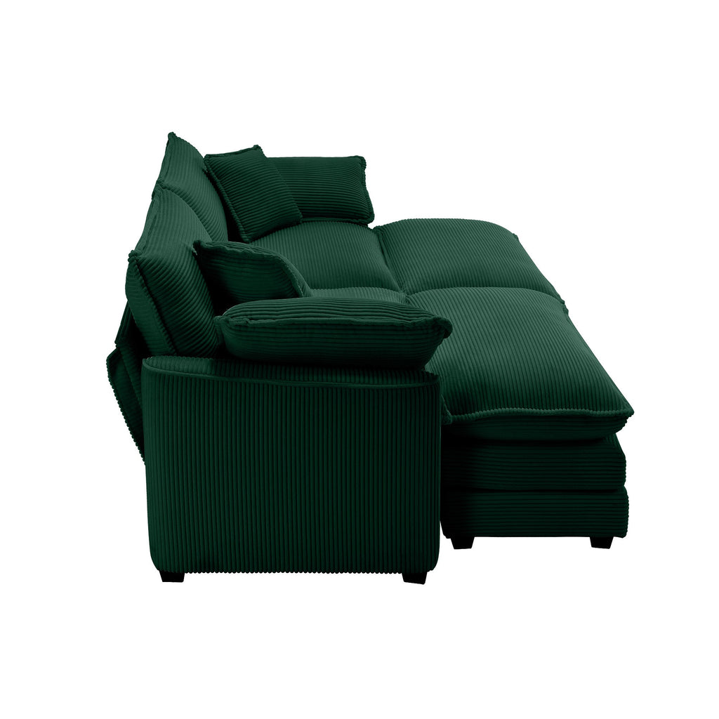Corduroy Two-Seater Sofa with Ottoman