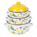 Double-handled Enameled Instant Noodle Bowl With Lid, Heat-resistant Oil Can