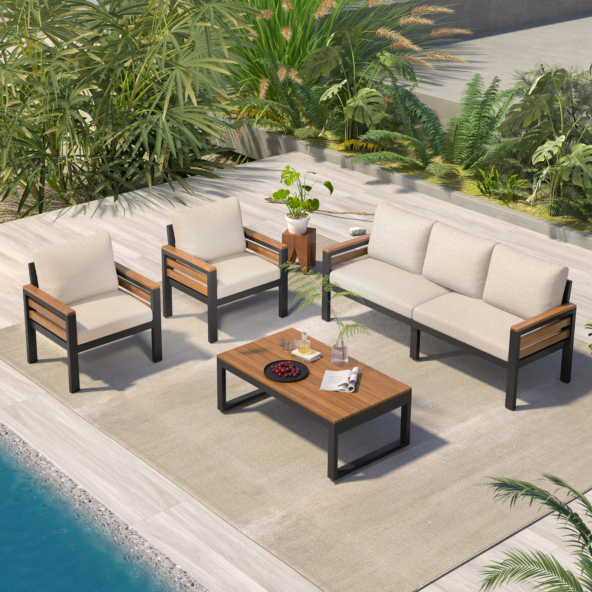GO 4-Piece Outdoor Furniture Sofa Set for 5 People