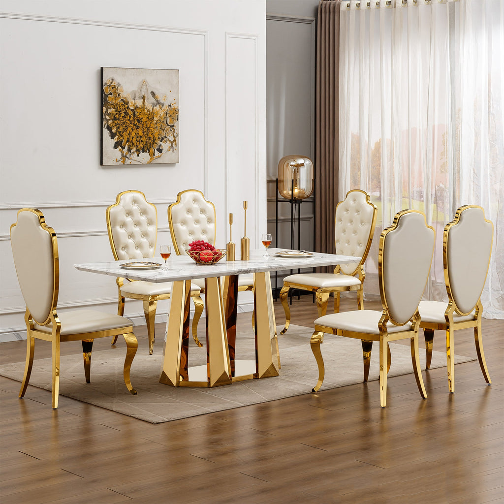 Marble Dining Table for 6 People