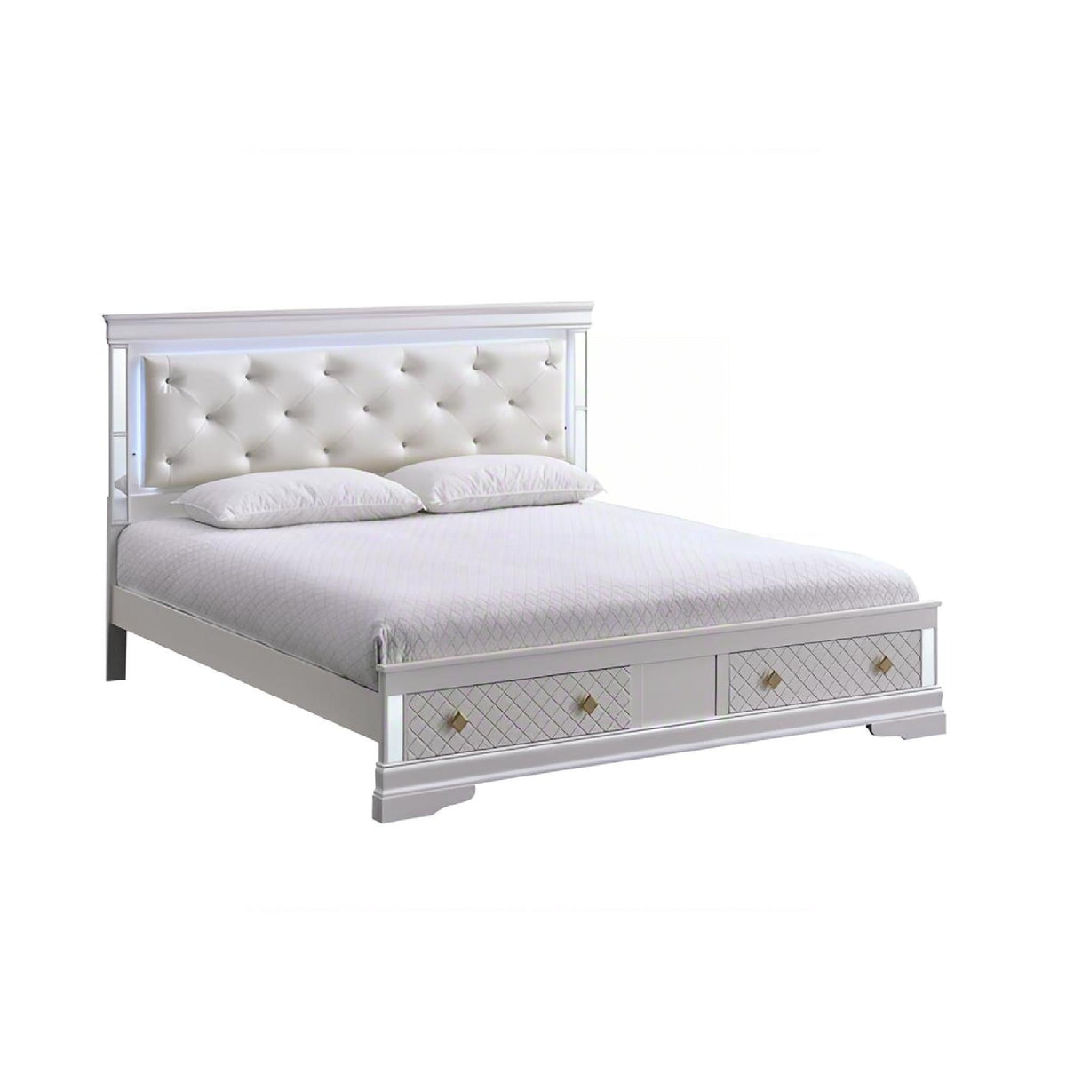 Verona G6735B-QSB Queen Bed (Mattress Not Included), Pearl