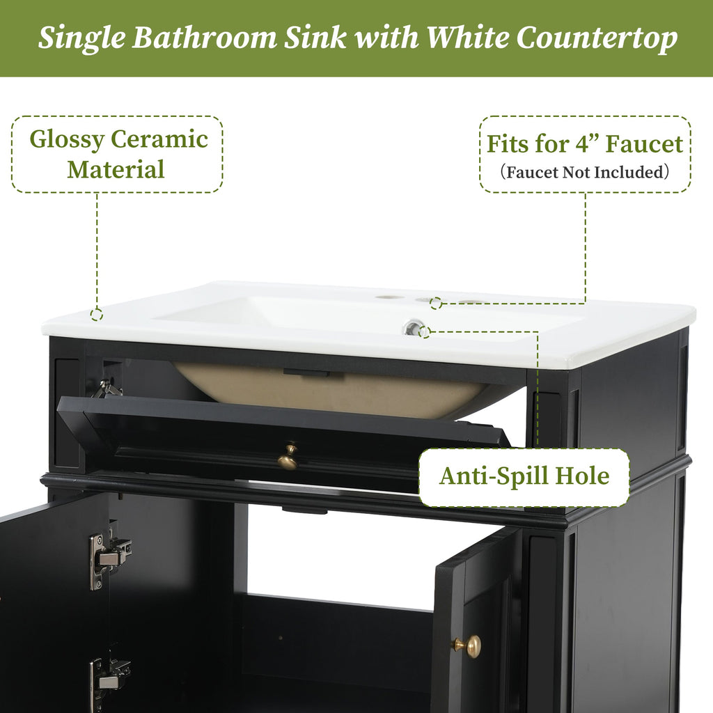 24" Wall Mounted Modern Bathroom Vanity with Soft-Close Hinges