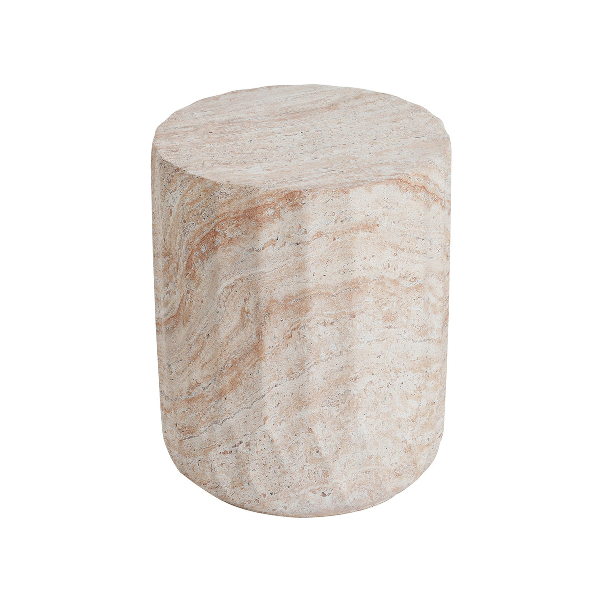 Outdoor/Indoor Lightweight Concrete Side Table - Cylinder Travertine Finish