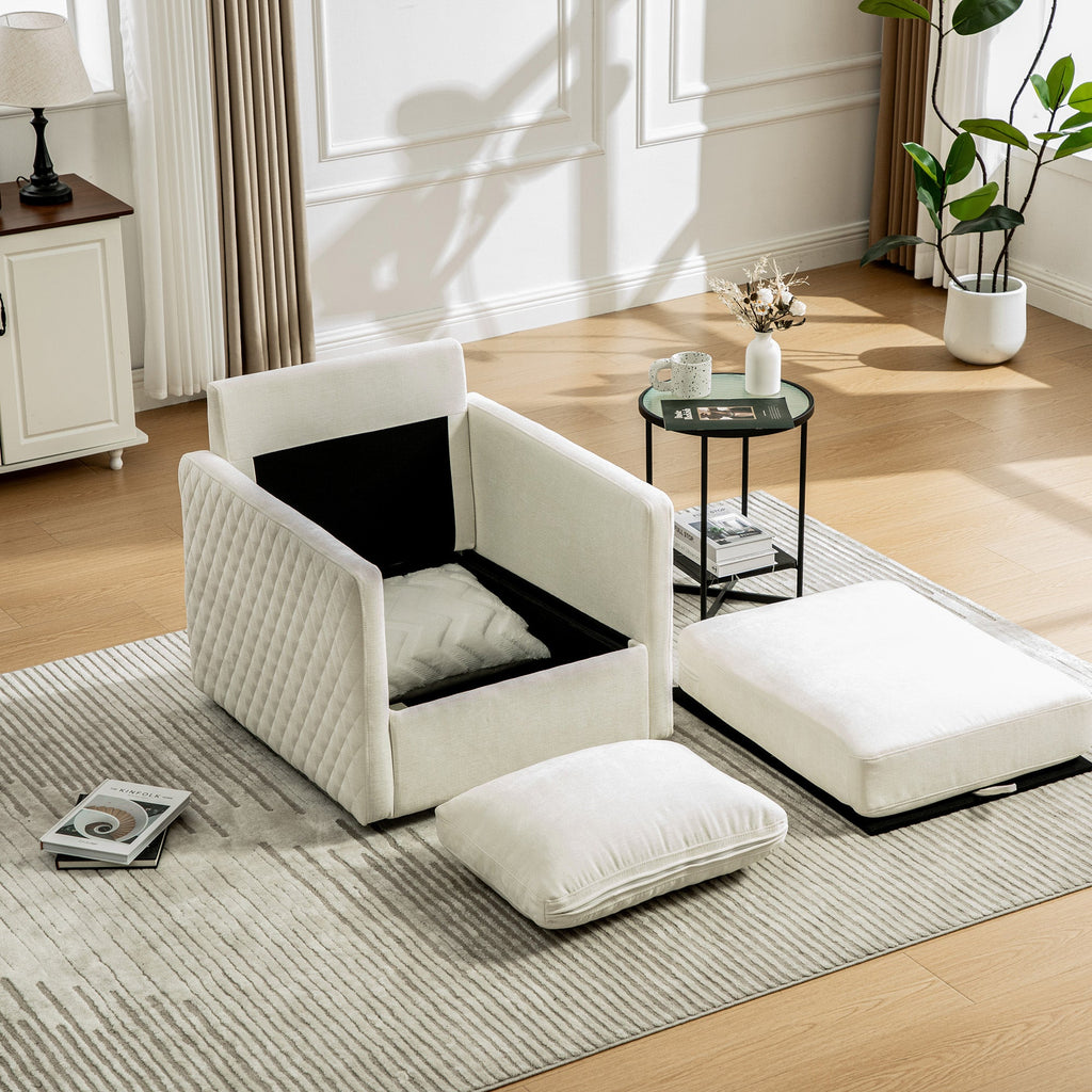 29.5"W Upholstered 360° Swivel Armchair with Hidden Storage