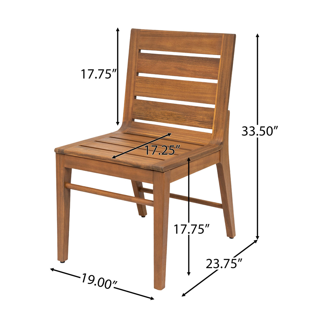 Outdoor Acacia Wood Dining Chair Set of 2