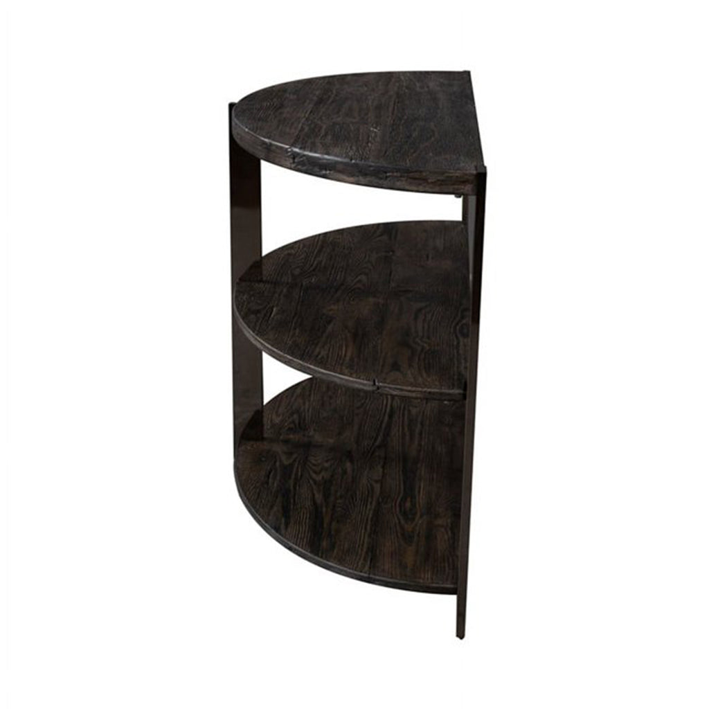 Kalne Console Table Half Moon Shape with 2 Open Shelves