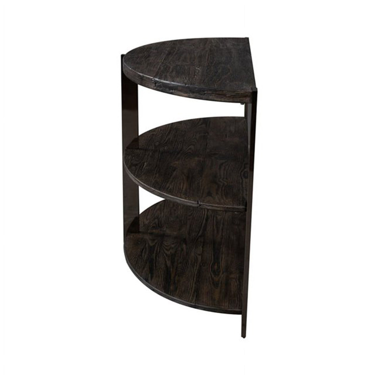 Kalne Console Table Half Moon Shape with 2 Open Shelves