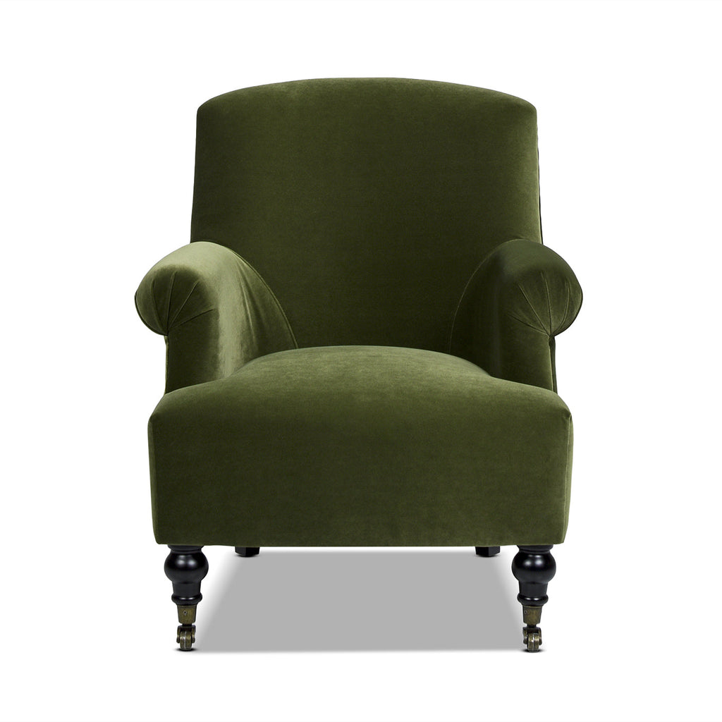 Eloise 30" Pleated Sock Arm Accent Armchair, Olive