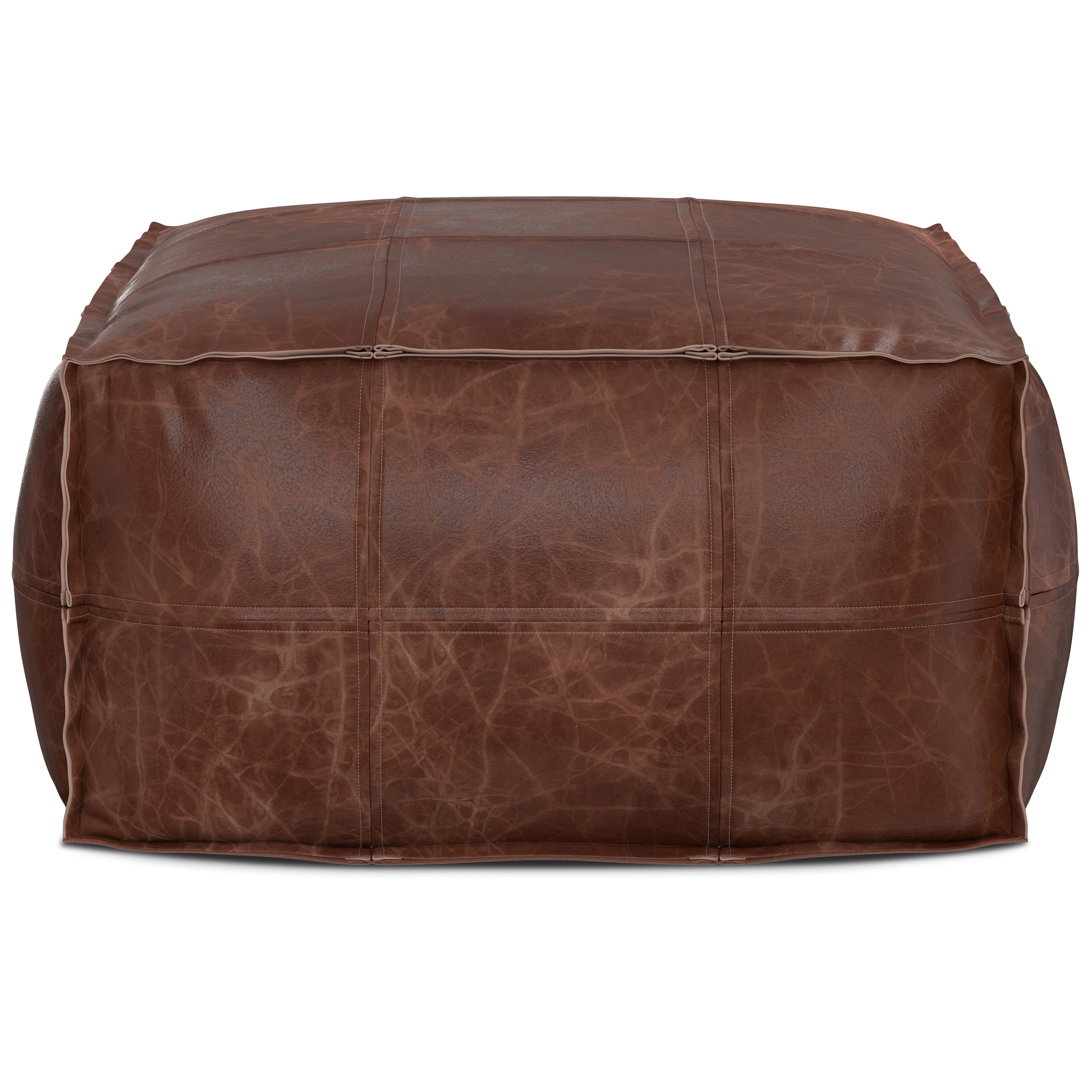 Sheffield 26 Inch Wide Square Coffee Table Pouf in Distressed