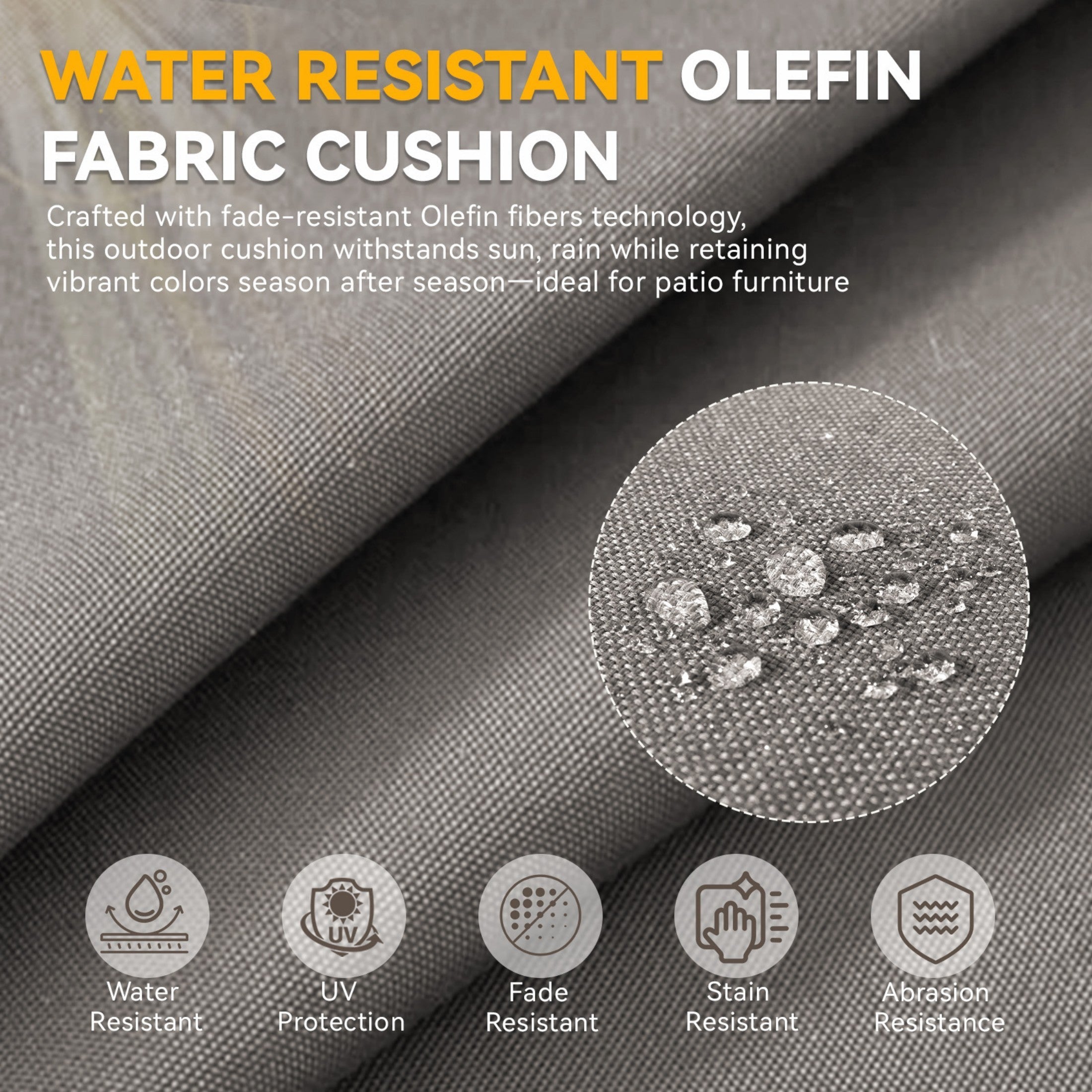6" Thick Outdoor Chair Cushion Set - Gray