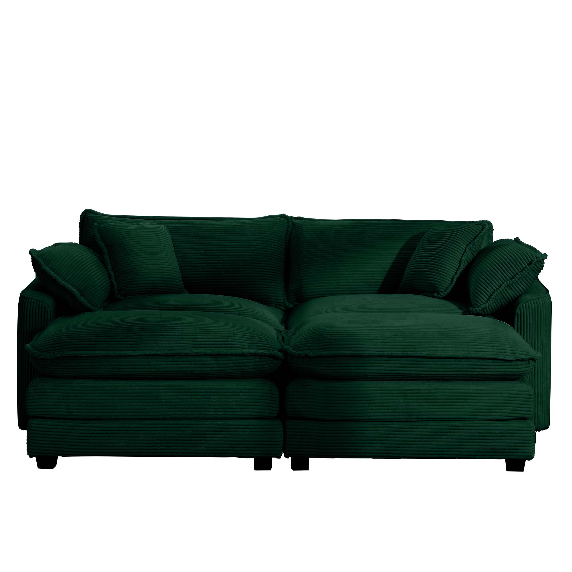 Corduroy Two-Seater Sofa with Ottoman