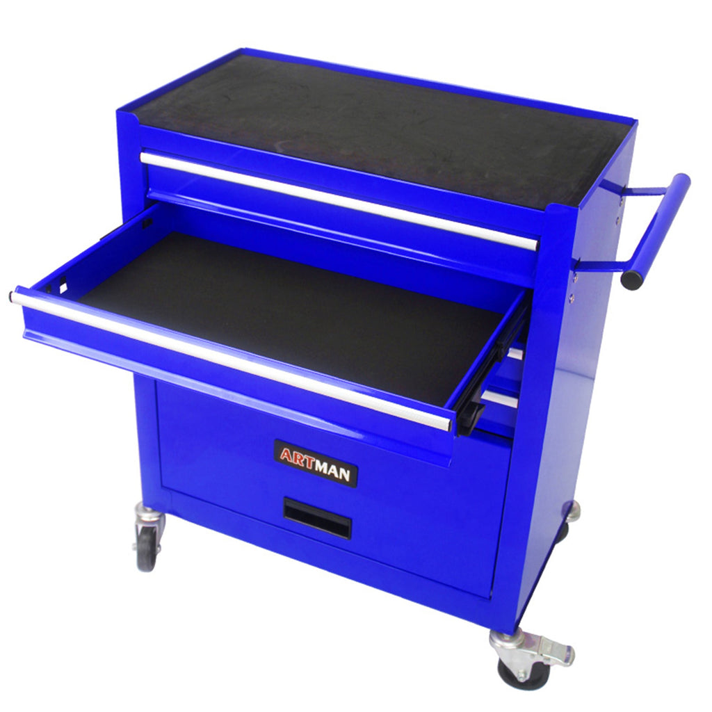 4 Drawers Multifunctional Tool Cart with Wheels - Blue