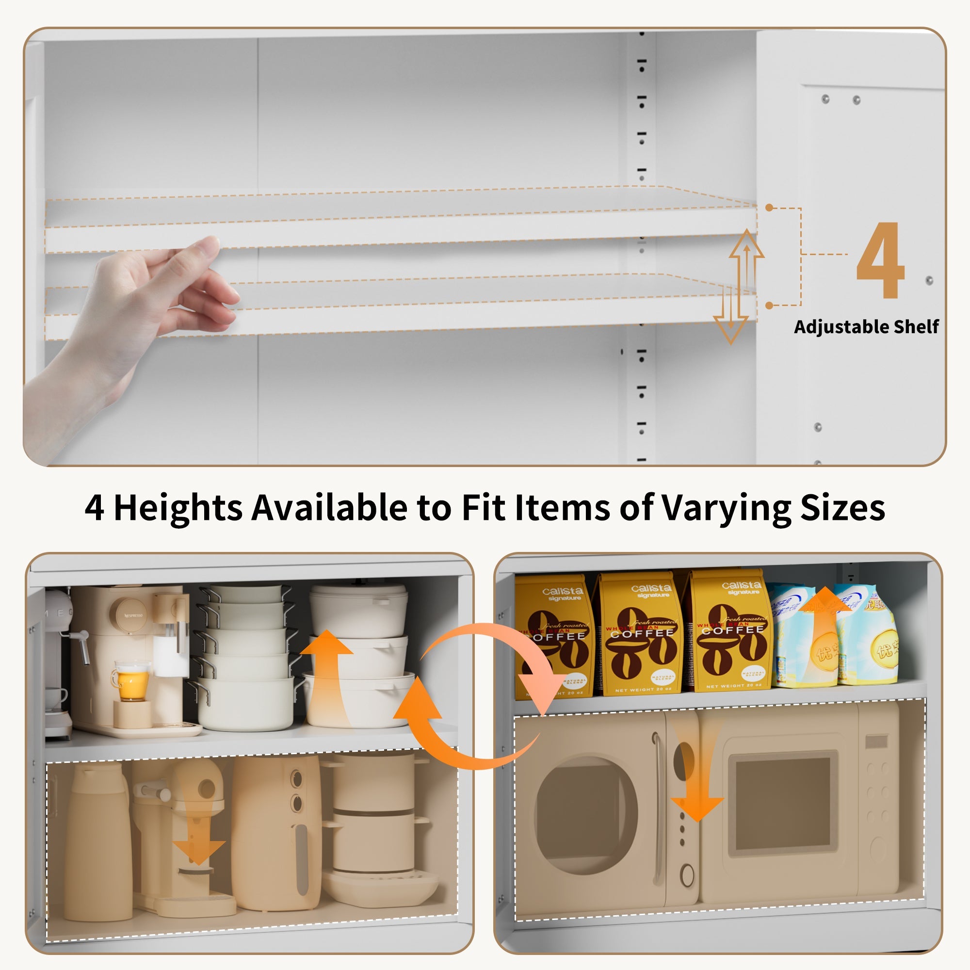 White Steel Kitchen Pantry Storage Cabinet