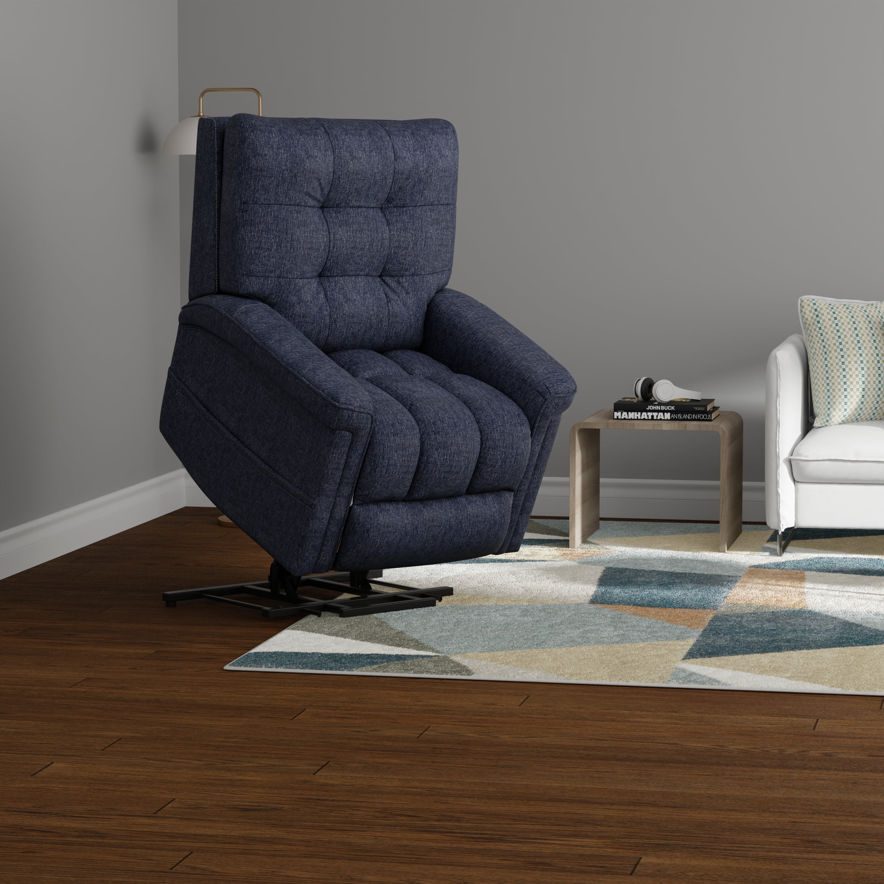 Velour Power Lift Chair in Lugano Indigo
