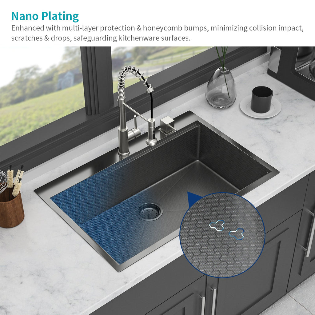 33" Drop In Kitchen Sink - Gunmetal Finish
