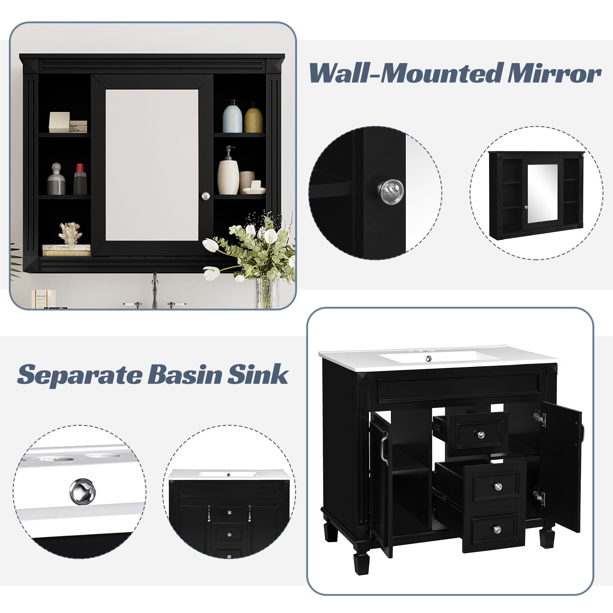 36" Bathroom Vanity with Top Sink