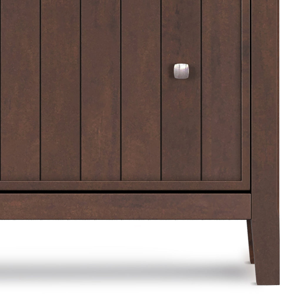 Acadian 32 Inch Wide Solid Wood Entryway Shoe Storage Cabinet in Brunette