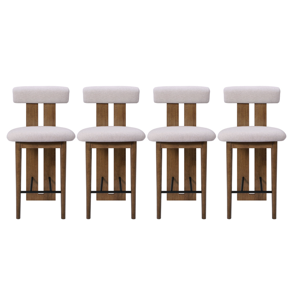 Renee Indoor Modern Split-Back Rubber Wood Counter Stool