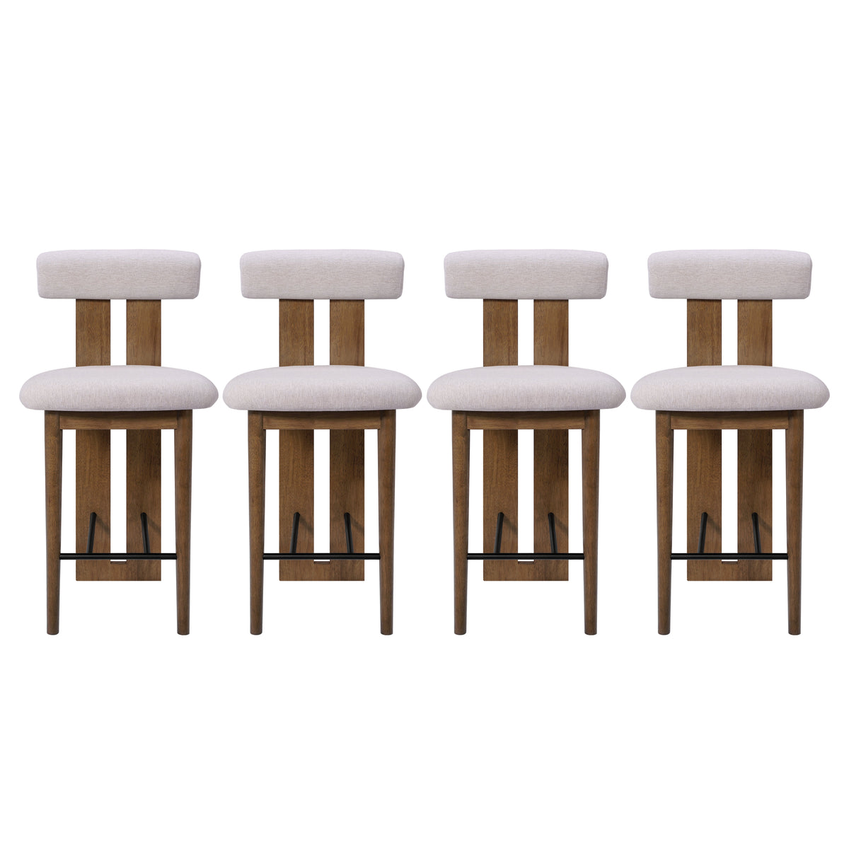 Renee Indoor Modern Split-Back Rubber Wood Counter Stool