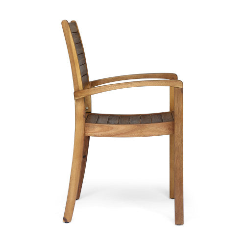 Outdoor Dining Chair Set of 2 - Acacia Wood & Wicker Rattan