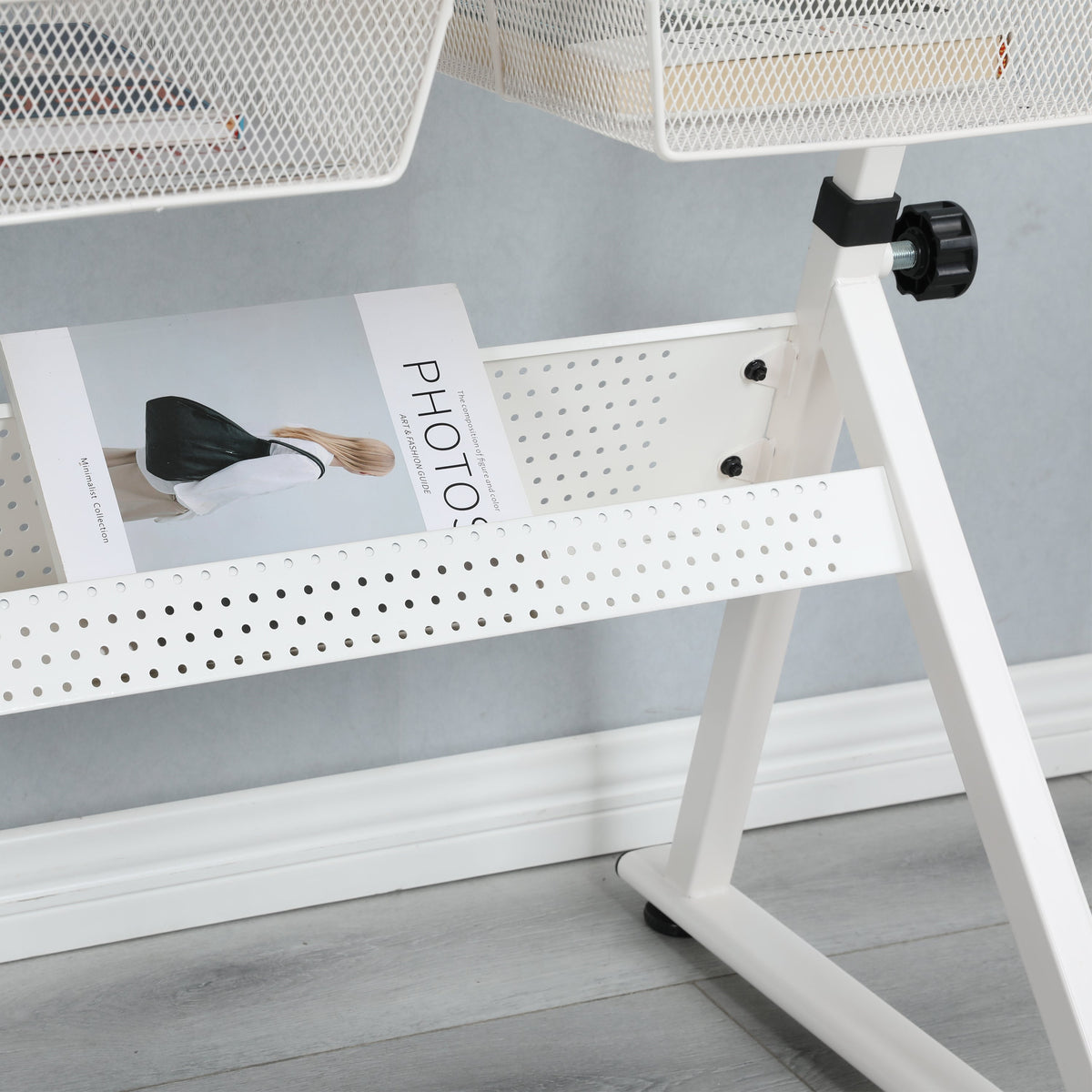 White Adjustable Tempered Glass Drafting Table with Chair