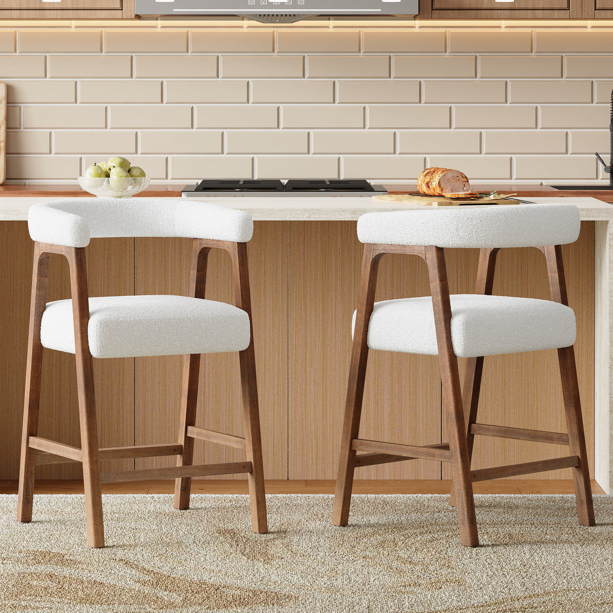 26'' Seat Height Bar Stools with Back, Set of 2