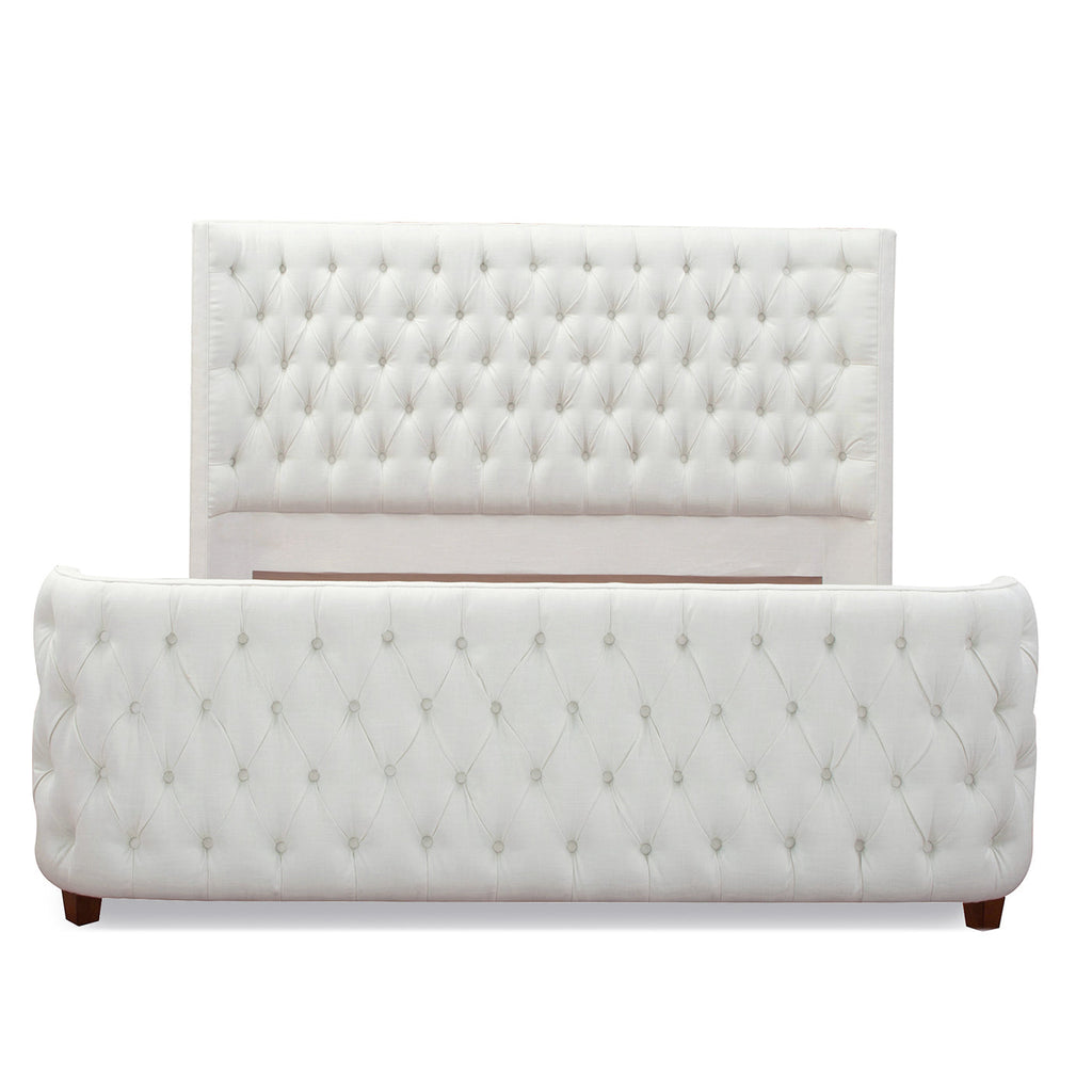 Brooklyn King Tufted Panel Bed Headboard and Footboard Set, Antique