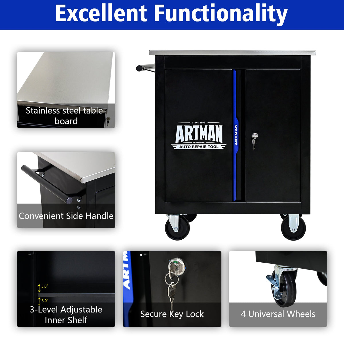 Movable Lockable Double Door Partition with Lock