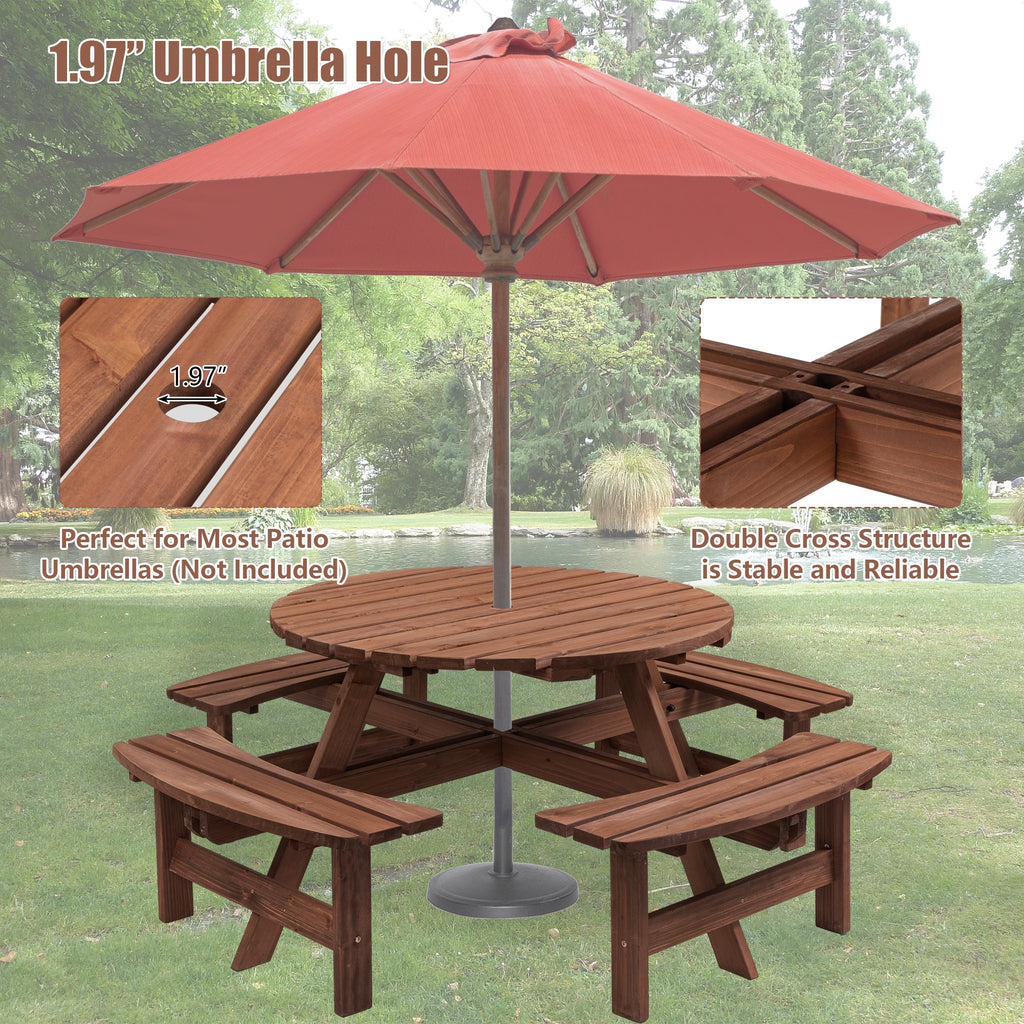 8 Person Wooden Picnic Table