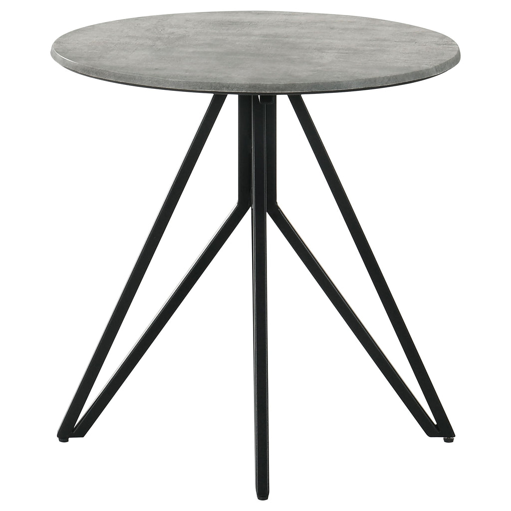Hadi Cement and Gunmetal Round End Table